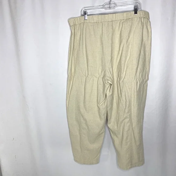 Liz Claiborne Womens Linen Blend Pants Size XL Cream Tan Natural Pockets - Picture 7 of 10